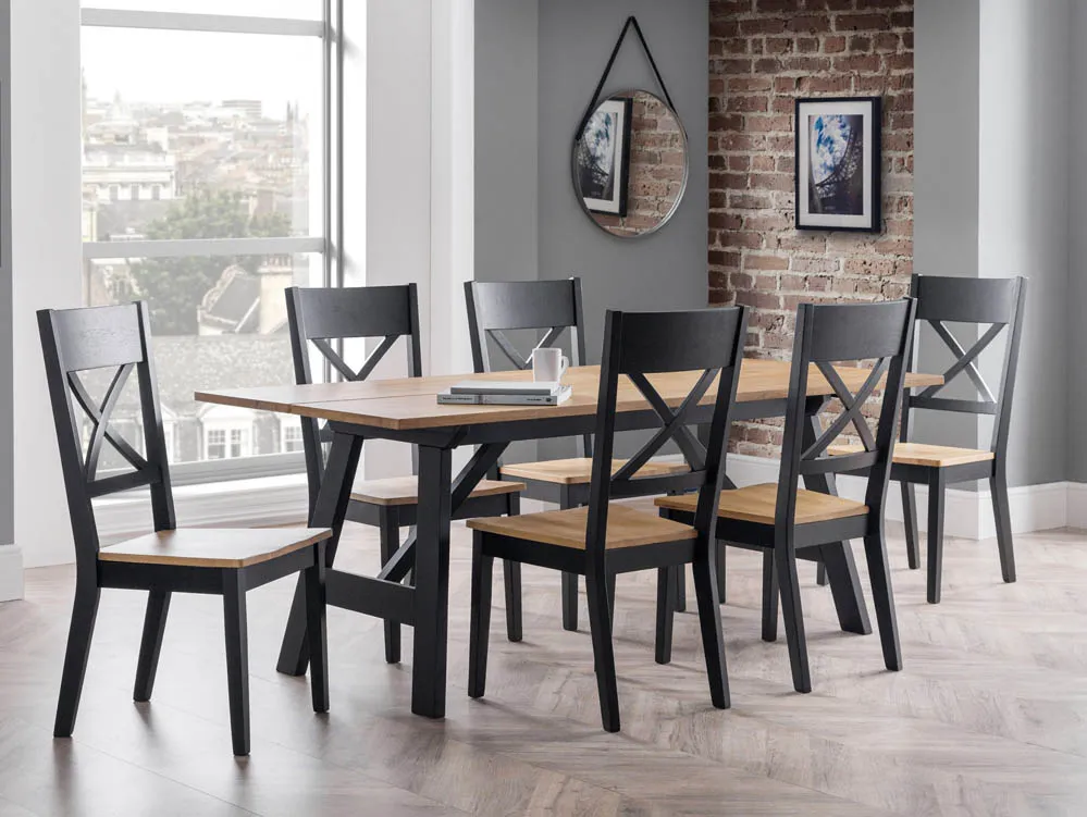 Julian Bowen Julian Bowen Hockley Black and Light Oak Dining Table and 6 Chairs Set