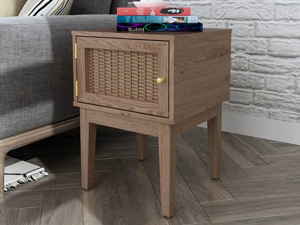 LPD LPD Bordeaux Rattan and Oak 1 Door Lamp Table