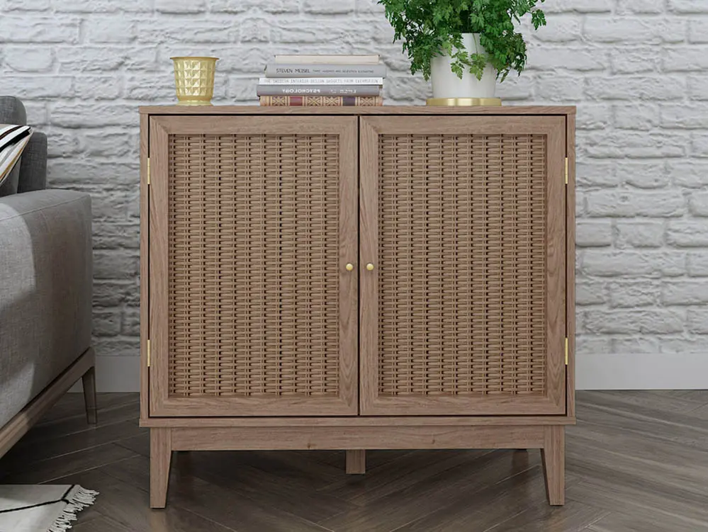 LPD LPD Bordeaux Rattan and Oak 2 Door Small Sideboard