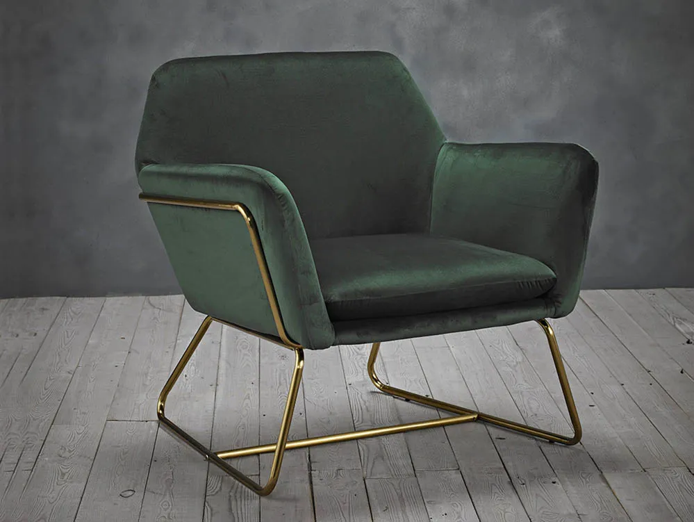 LPD LPD Charles Racing Green Velvet Fabric Armchair