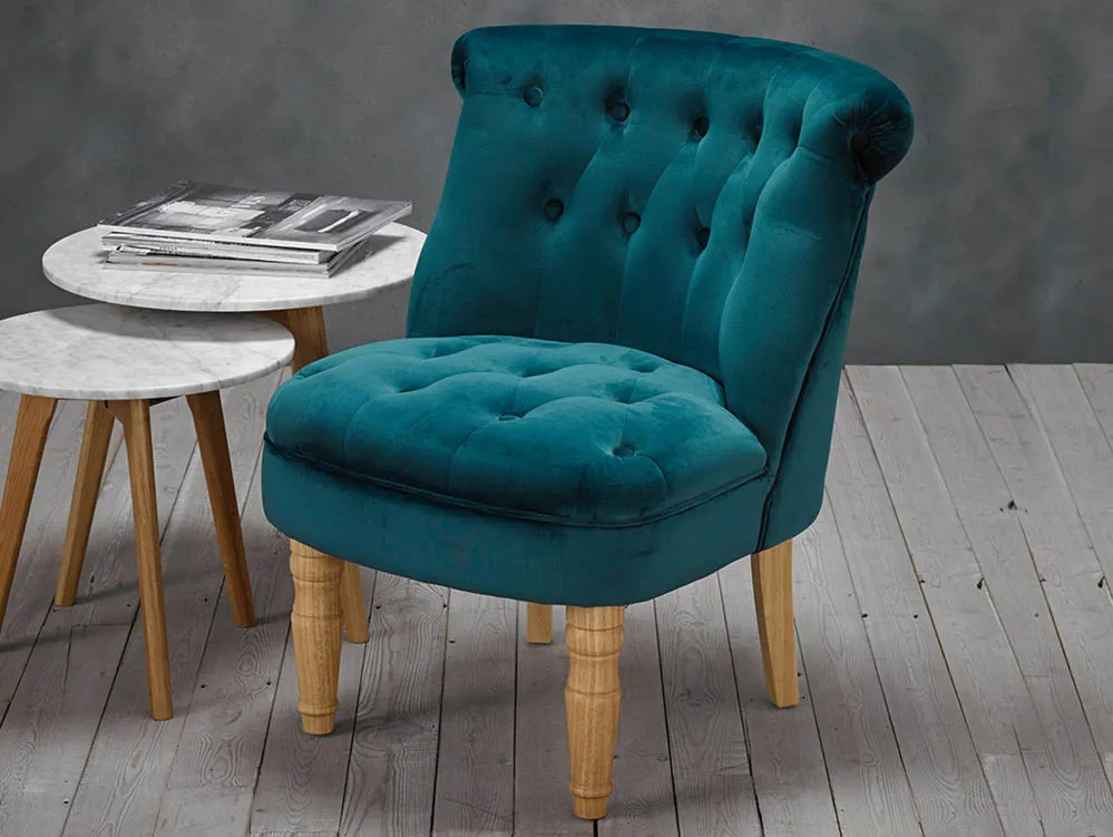 LPD LPD Charlotte Teal Velvet Fabric Accent Chair