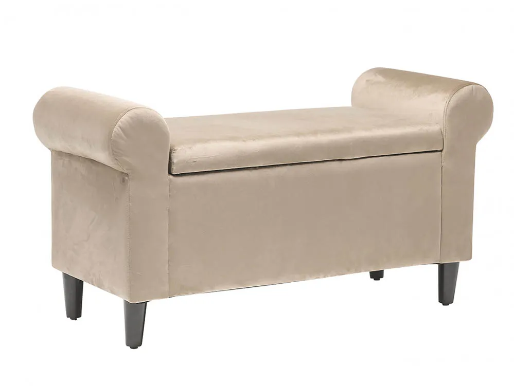 LPD LPD Highgrove Beige Velvet Ottoman Storage Bench