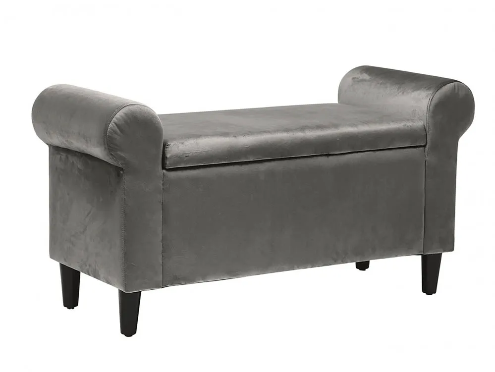 LPD LPD Highgrove Grey Velvet Ottoman Storage Bench