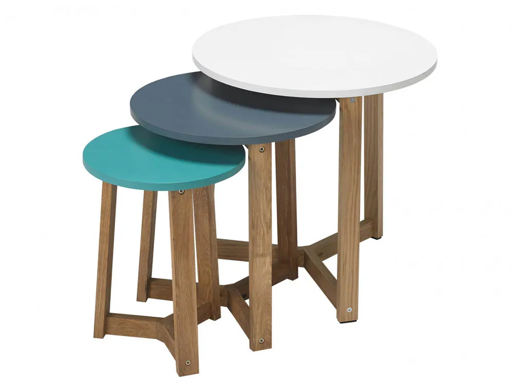 LPD LPD Jasper Multi coloured Round Nest Of 3 Tables