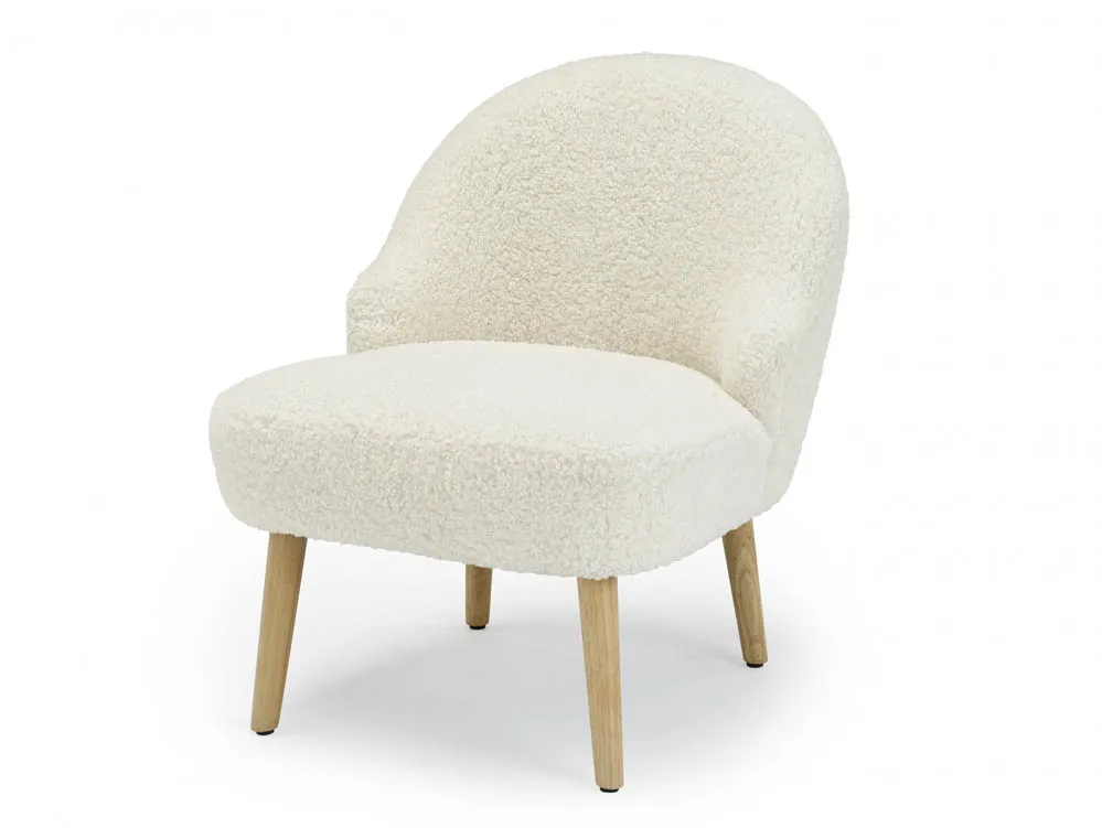 LPD LPD Ted White Boucle Fabric Accent Chair