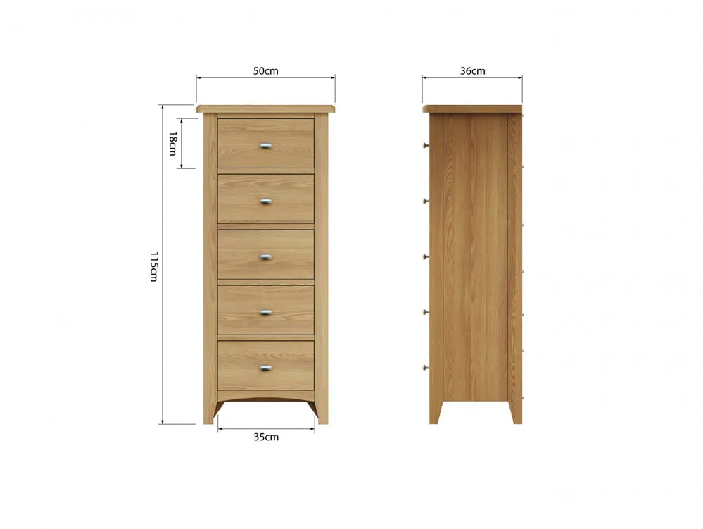 Kenmore Kenmore Dakota Oak 5 Drawer Tall Narrow Chest of Drawers (Assembled)