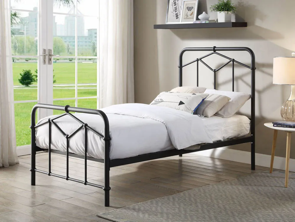 Flintshire Furniture Flintshire Axton 3ft Single Sand Blast Black Metal Bed Frame