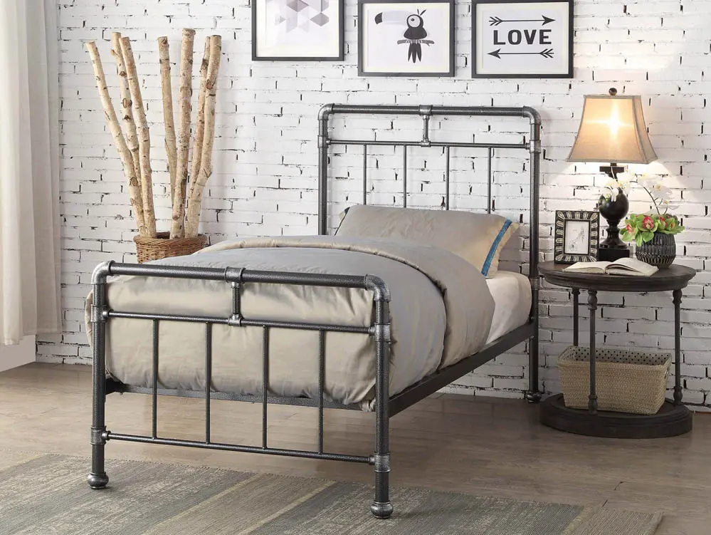 Flintshire Furniture Flintshire Cilcain 3ft Single Black and Silver Metal Bed Frame