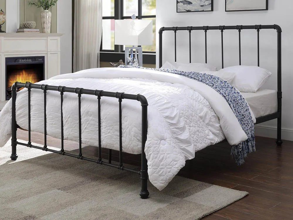 Flintshire Furniture Flintshire Kinnerton 4ft6 Double Sand Blast Black Metal Bed Frame