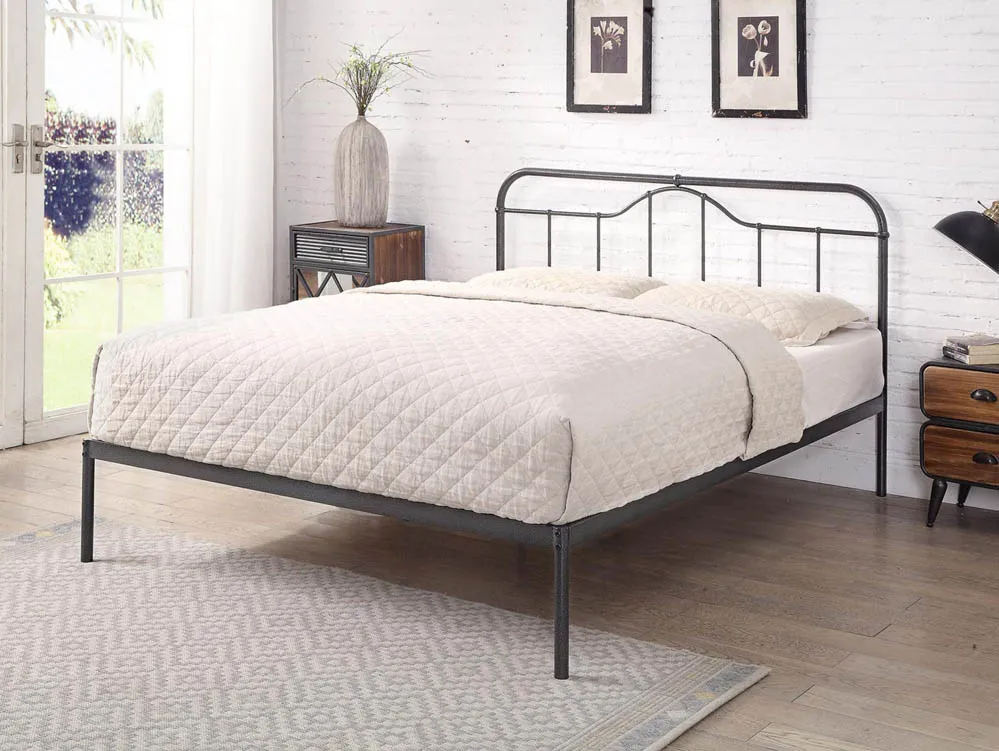 Flintshire Furniture Flintshire Oakenholt 4ft6 Double Black and Silver Metal Bed Frame