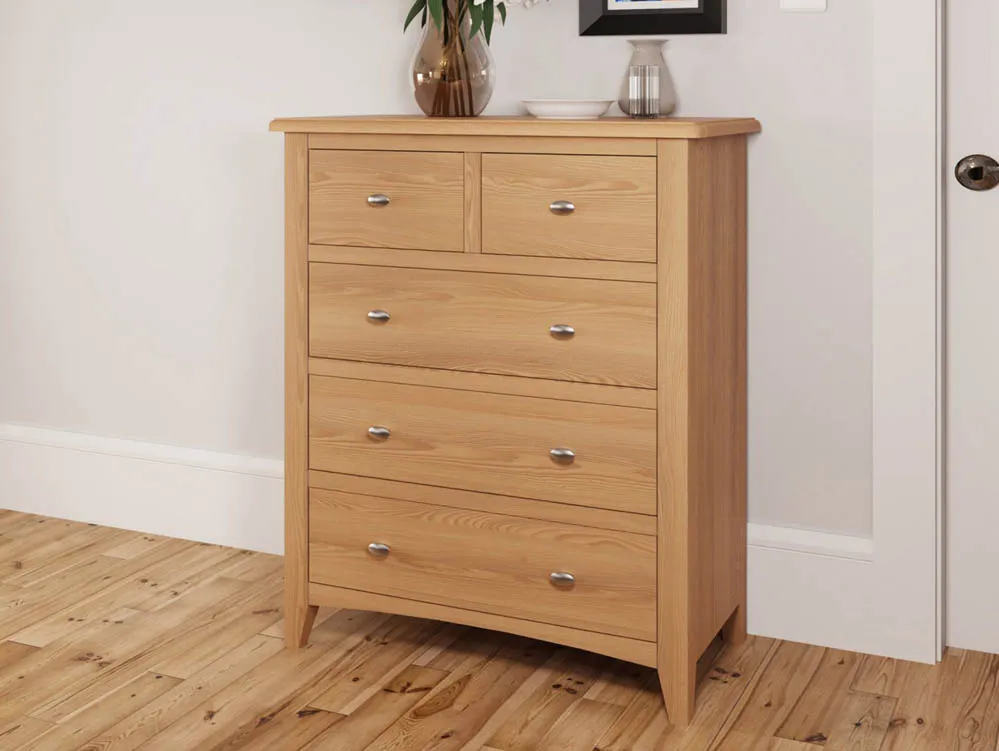 Kenmore Kenmore Dakota Oak 3+2 Drawer Chest of Drawers (Assembled)