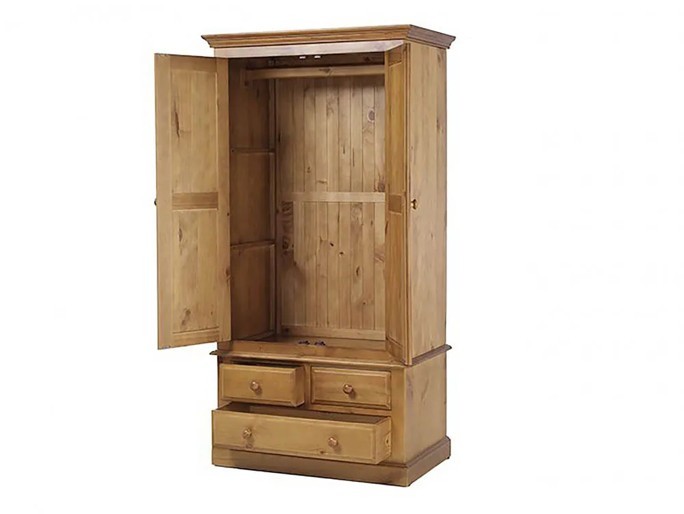 Archers Archers Berwick 2 Door 3 Drawer Pine Wooden Double Wardrobe (Part Assembled)