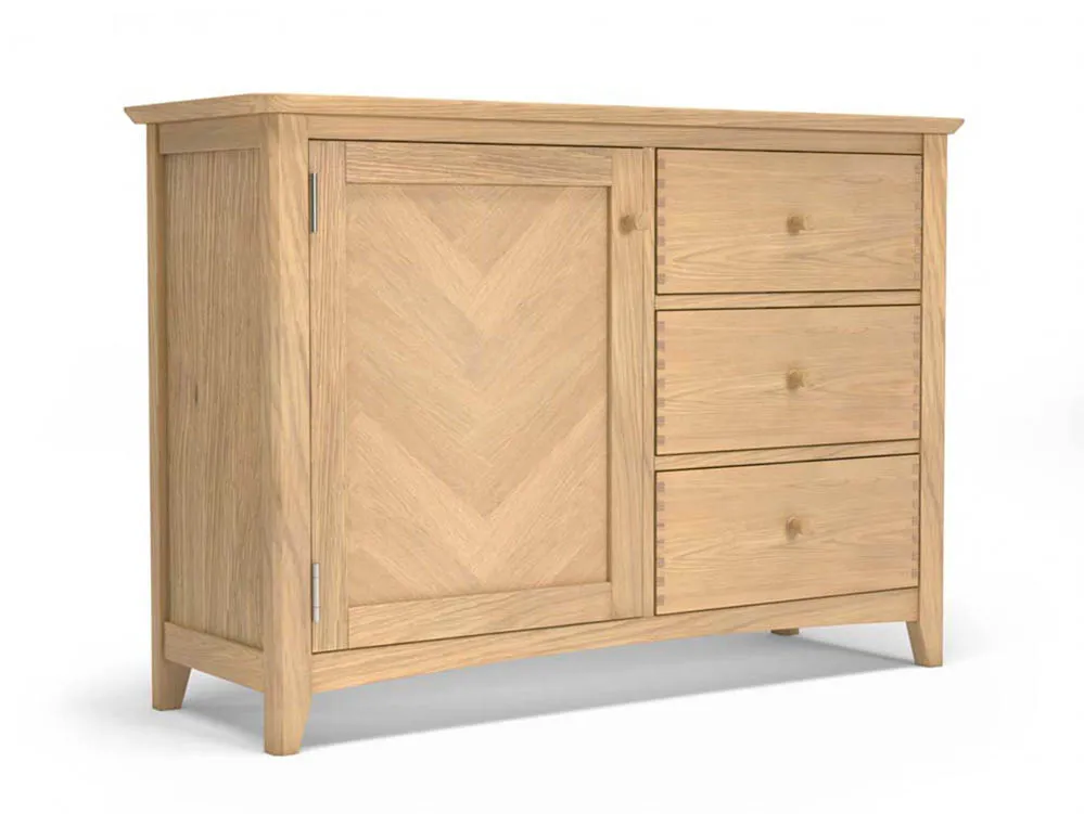 Archers Archers Oslo 1 Door 3 Drawer Light Oak Wooden Sideboard (Assembled)