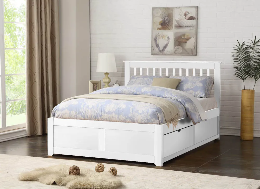 Flintshire Furniture Flintshire Pentre 5ft King Size White Wooden 2 Drawer Bed Frame