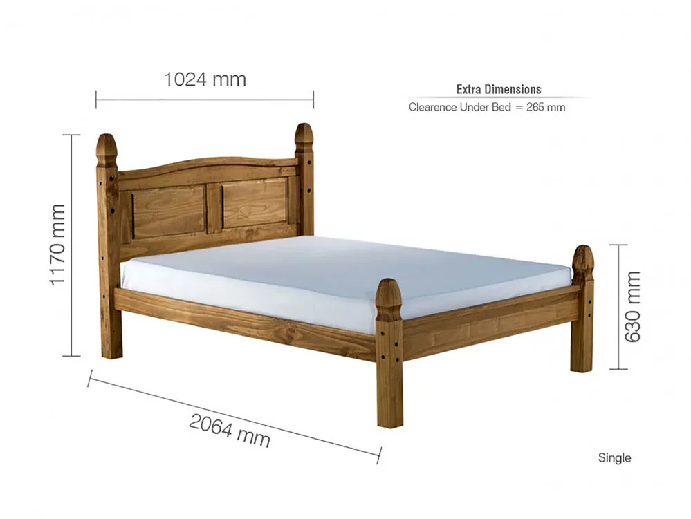 Birlea Furniture & Beds Birlea Corona 3ft Single Waxed Pine Wooden Bed Frame (Low Footend)