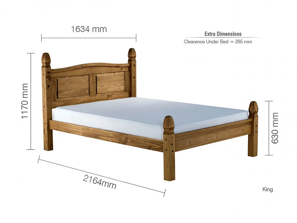 Birlea Furniture & Beds Birlea Corona 5ft King Size Waxed Pine Wooden Bed Frame (High Footend)