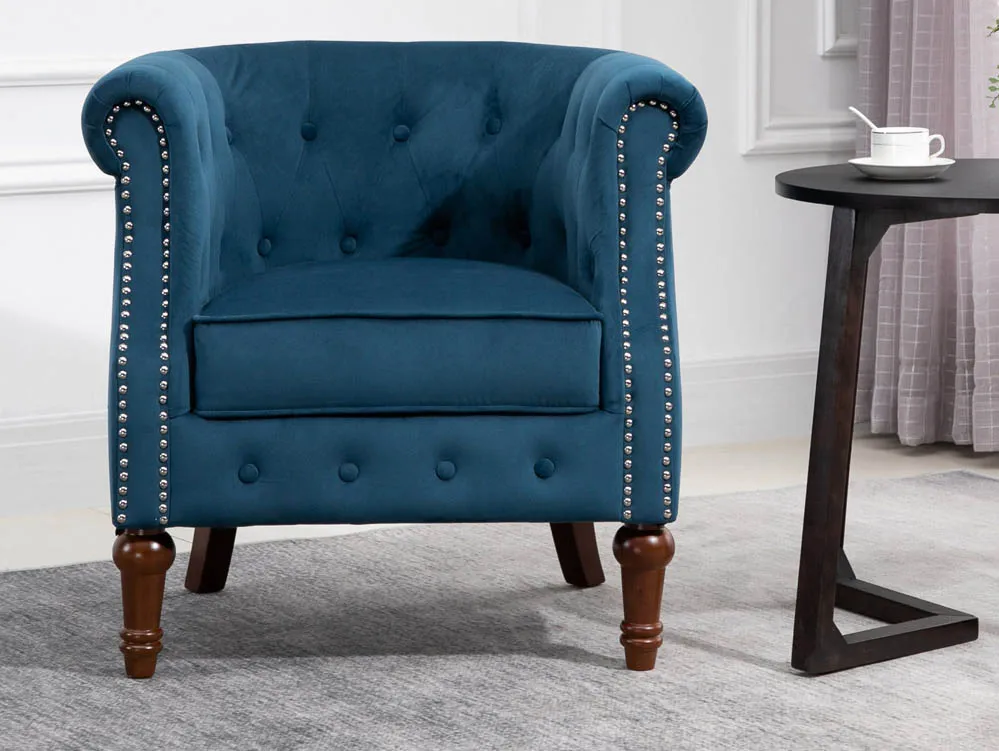 Birlea Furniture & Beds Birlea Freya Blue Velvet Fabric Chair