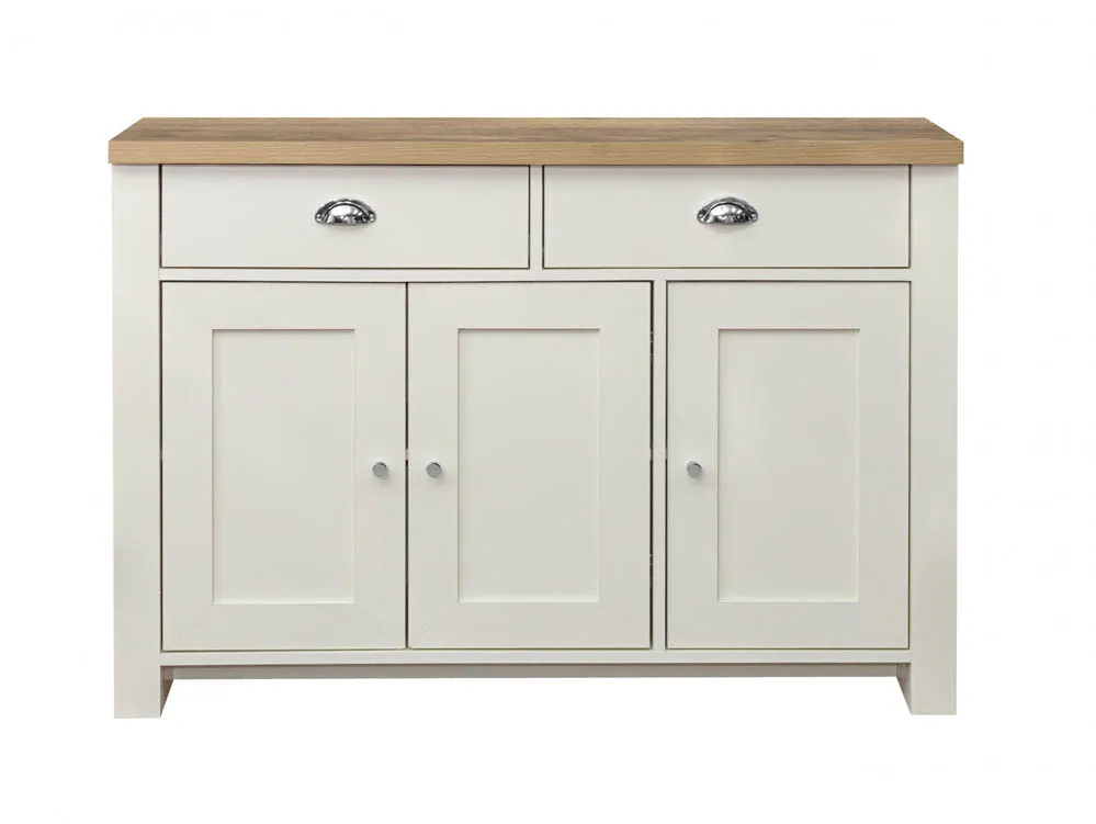 Birlea Furniture & Beds Birlea Highgate Cream and Oak Effect 3 Door 2 Drawer Sideboard