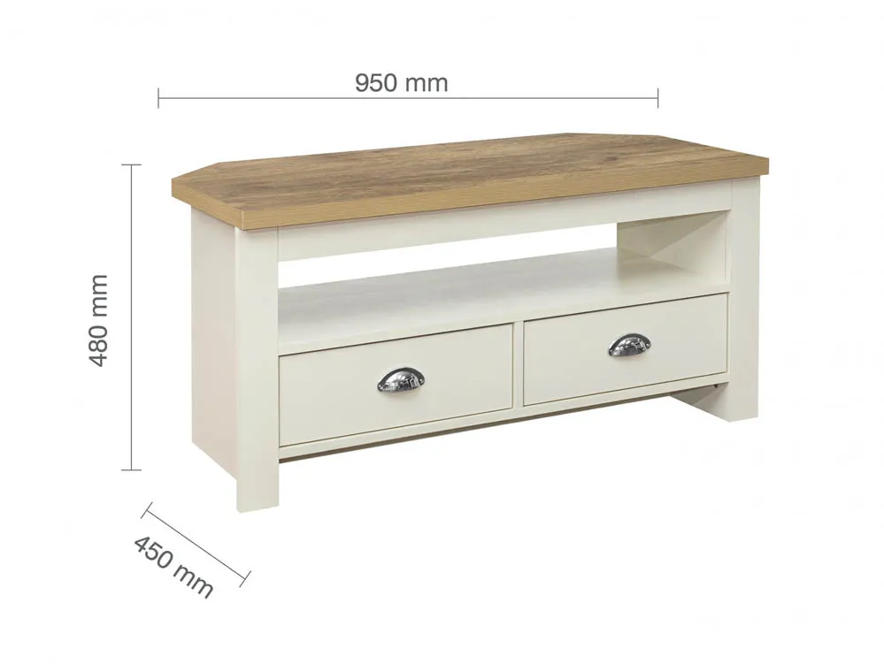 Birlea Furniture & Beds Birlea Highgate Cream and Oak Effect Corner TV Unit