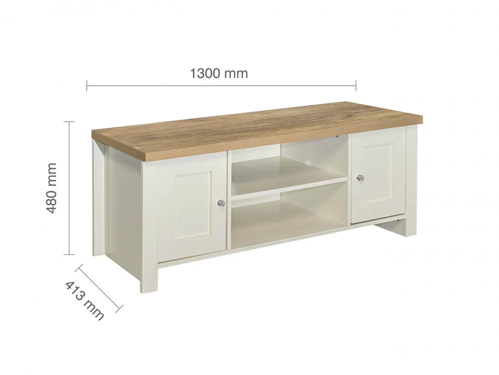 Birlea Furniture & Beds Birlea Highgate Cream and Oak Effect Large TV Unit