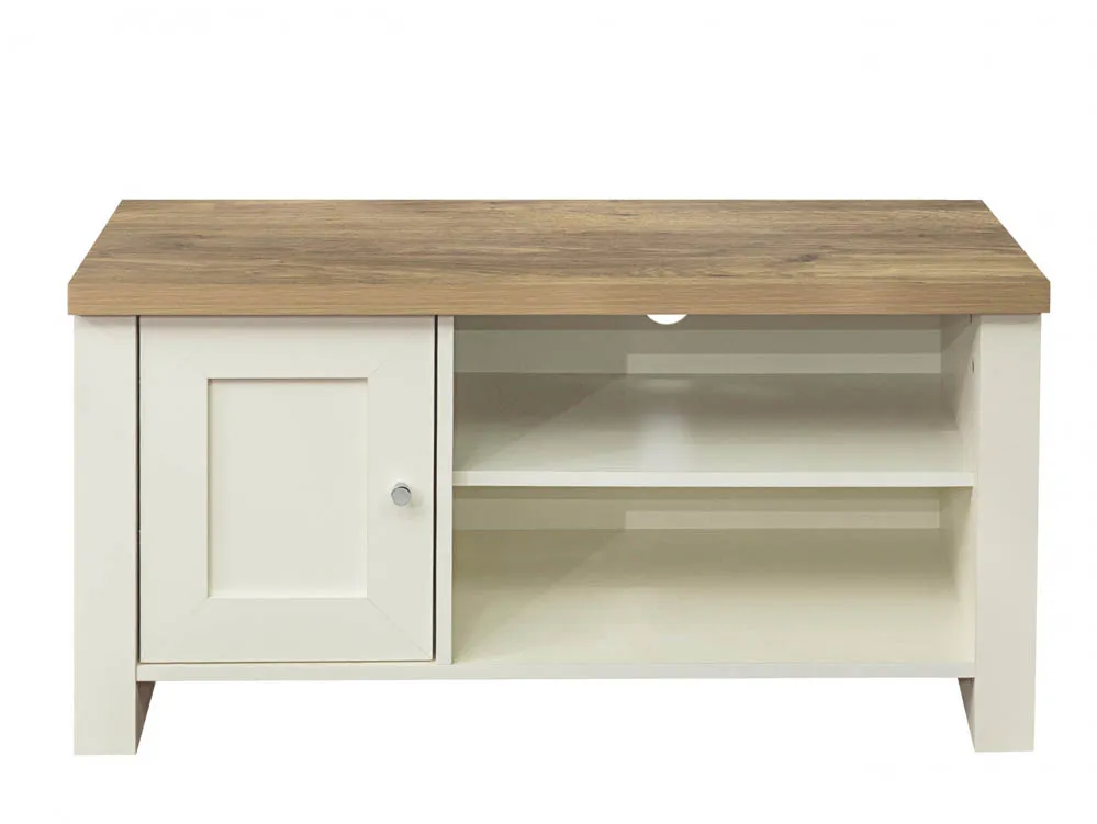 Birlea Furniture & Beds Birlea Highgate Cream and Oak Effect Small TV Unit