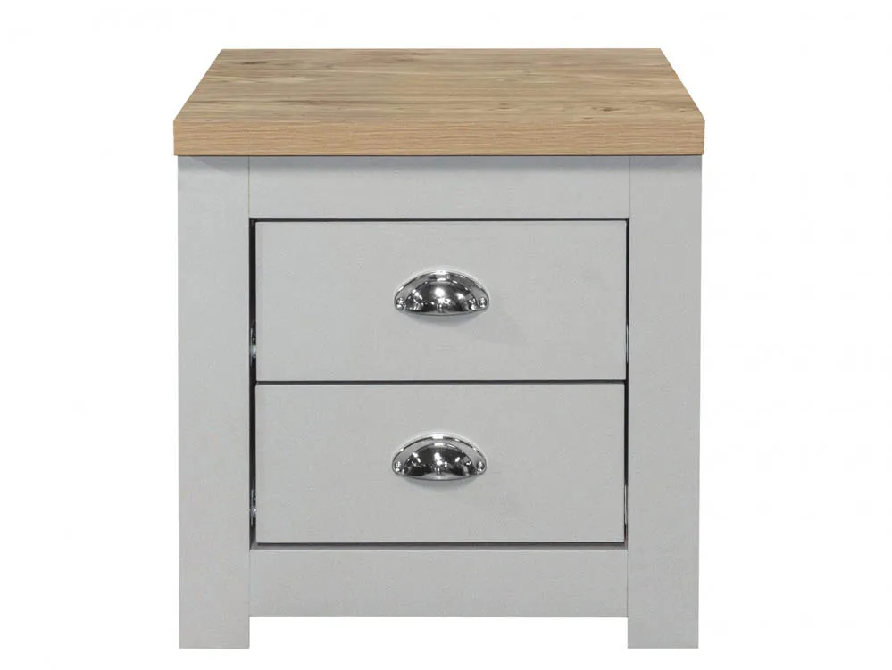 Birlea Furniture & Beds Birlea Highgate Grey and Oak Effect 2 Drawer Bedside Table