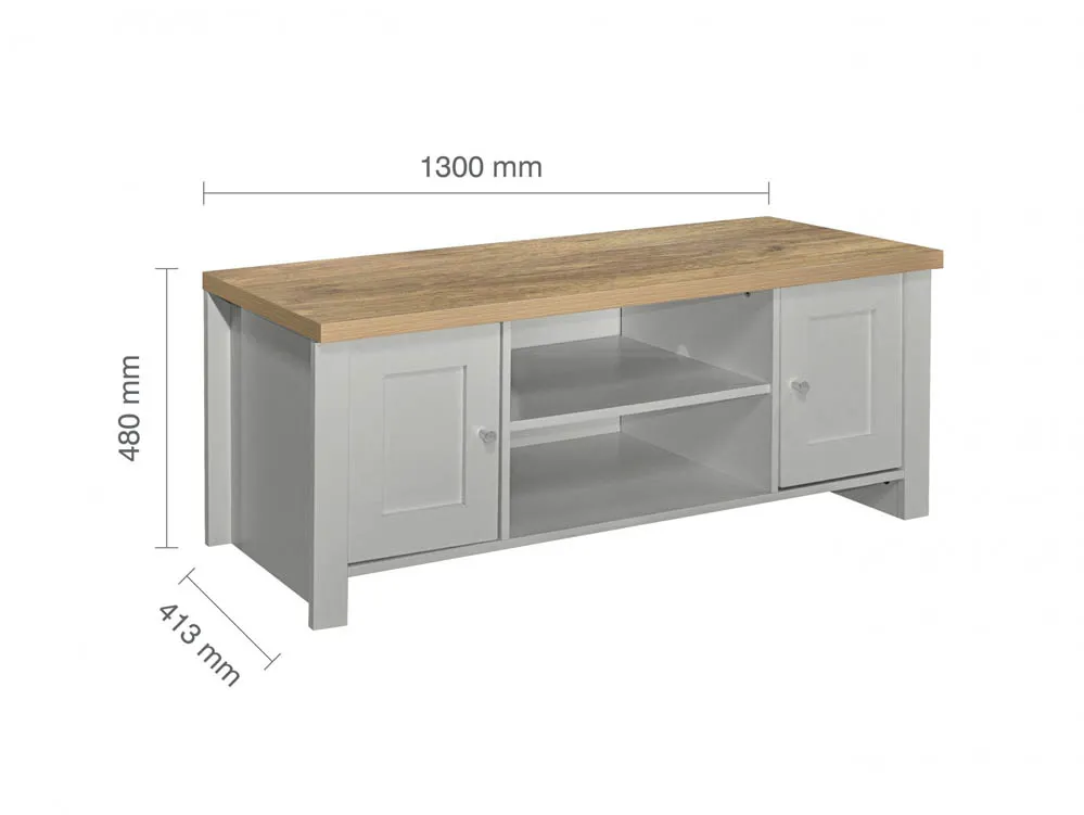 Birlea Furniture & Beds Birlea Highgate Grey and Oak Effect Large TV Unit