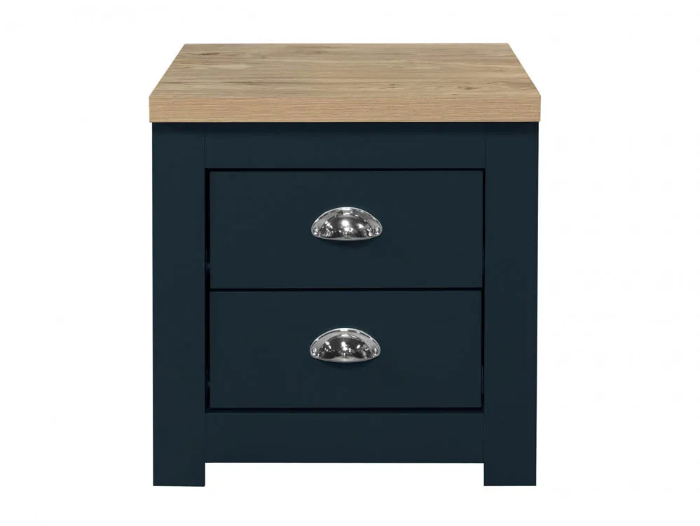 Birlea Furniture & Beds Birlea Highgate Navy and Oak Effect 2 Drawer Bedside Table