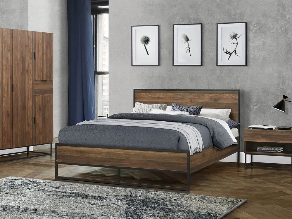 Birlea Furniture & Beds Birlea Houston 4ft6 Double Walnut Effect Bed Frame