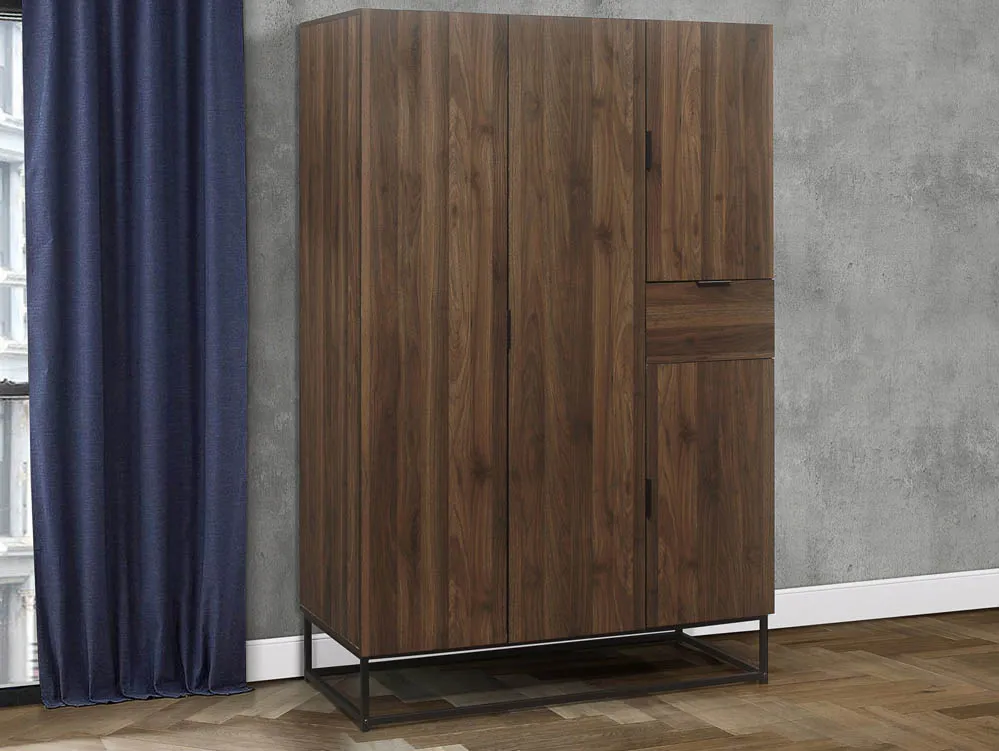 Birlea Furniture & Beds Birlea Houston Walnut Effect 4 Door Wardrobe