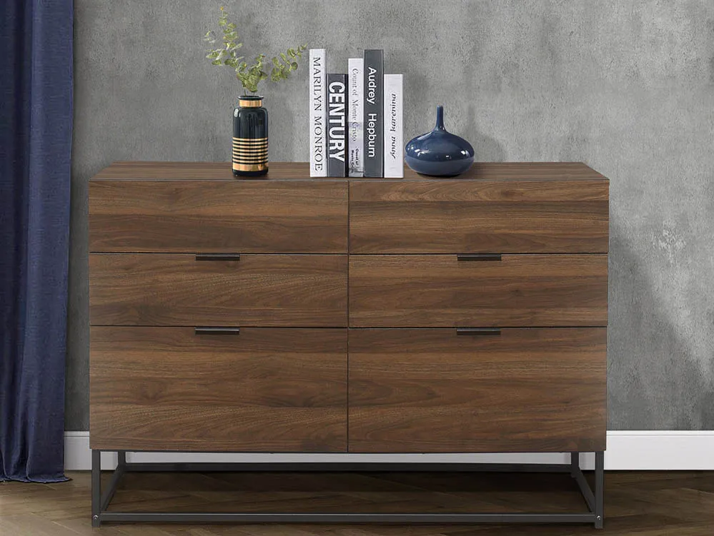 Birlea Furniture & Beds Birlea Houston Walnut Effect 6 Drawer Chest of Drawers