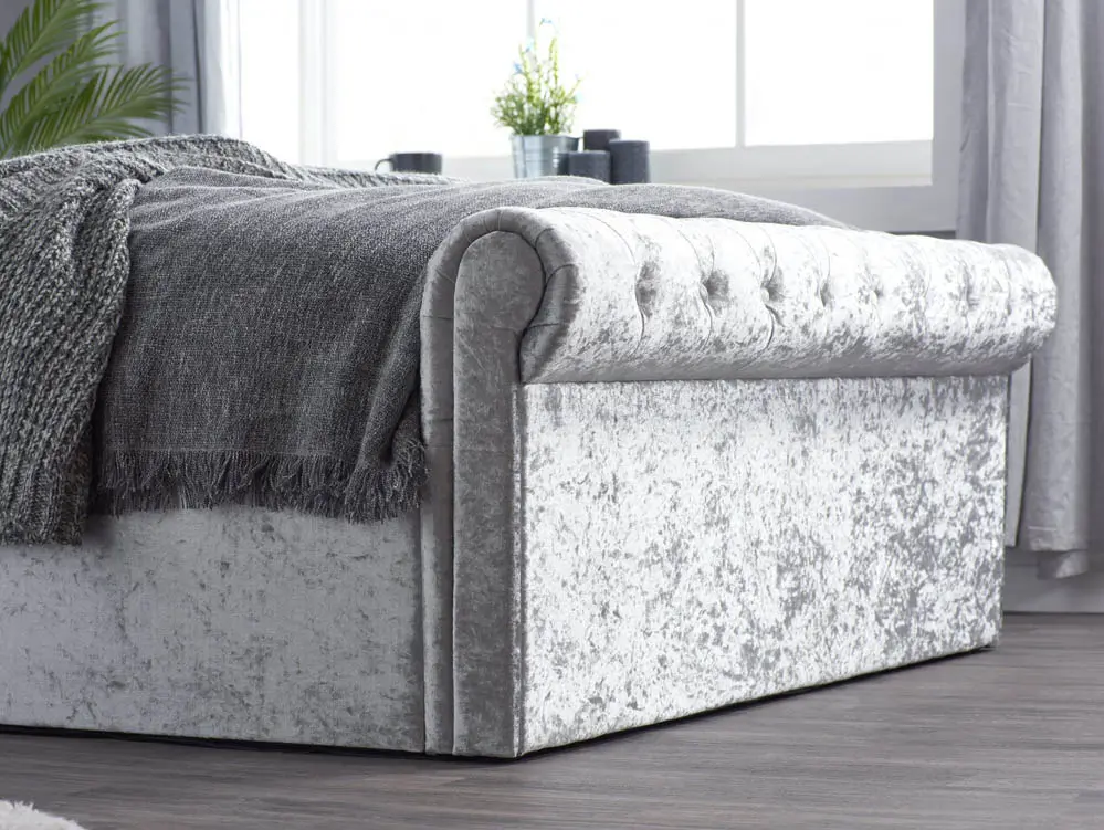 Birlea Furniture & Beds Birlea Sienna 5ft King Size Steel Crushed Velvet Ottoman Bed Frame