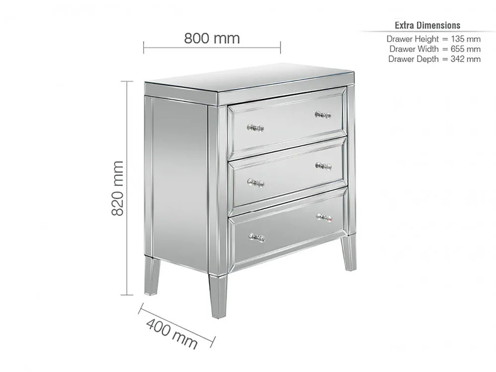 Birlea Furniture & Beds Birlea Valencia 3 Drawer Chest (Assembled)