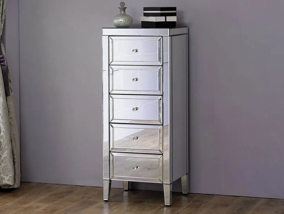 Birlea Furniture & Beds Birlea Valencia 5 Drawer Narrow Chest (Assembled)