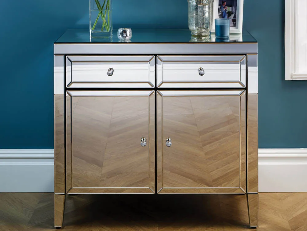 Birlea Furniture & Beds Birlea Valencia Mirrored 2 Drawer 2 Door Sideboard (Assembled)