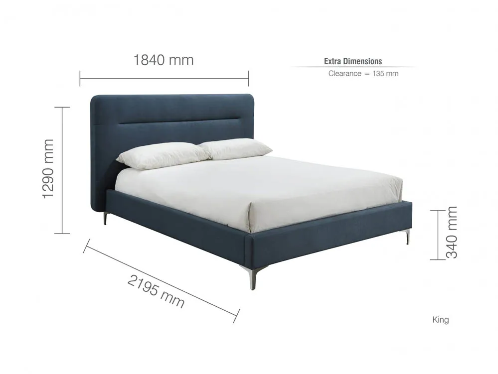 Birlea Furniture & Beds Birlea Finn 5ft King Size Steel Blue Fabric Bed Frame