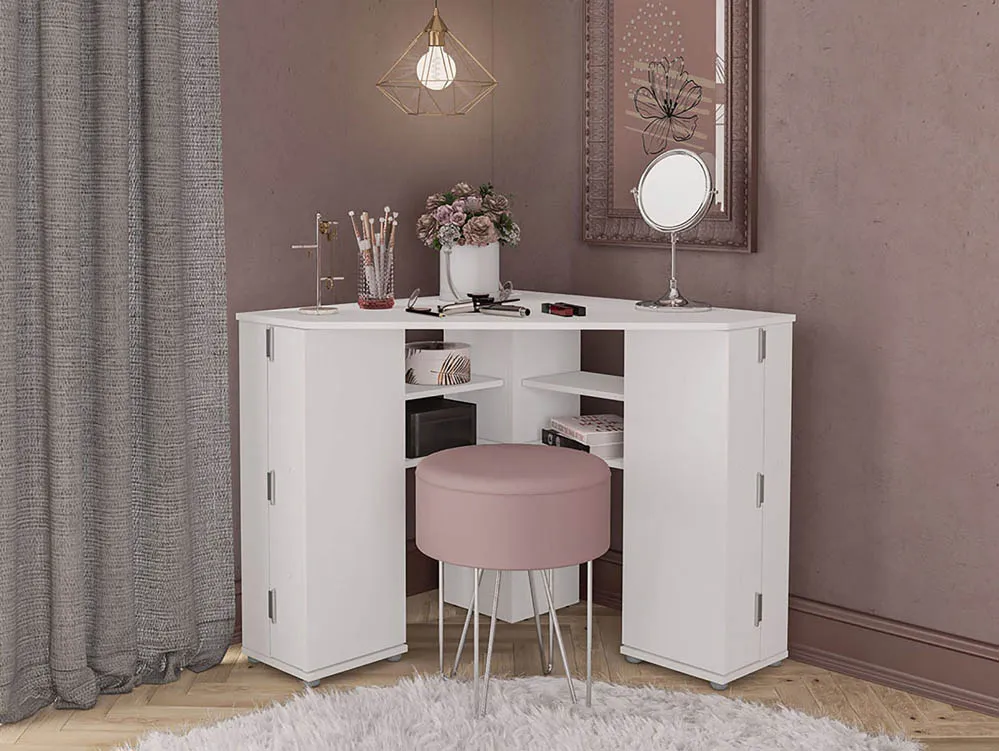 Birlea Furniture & Beds Birlea Olivia White Corner Dressing Table with Storage