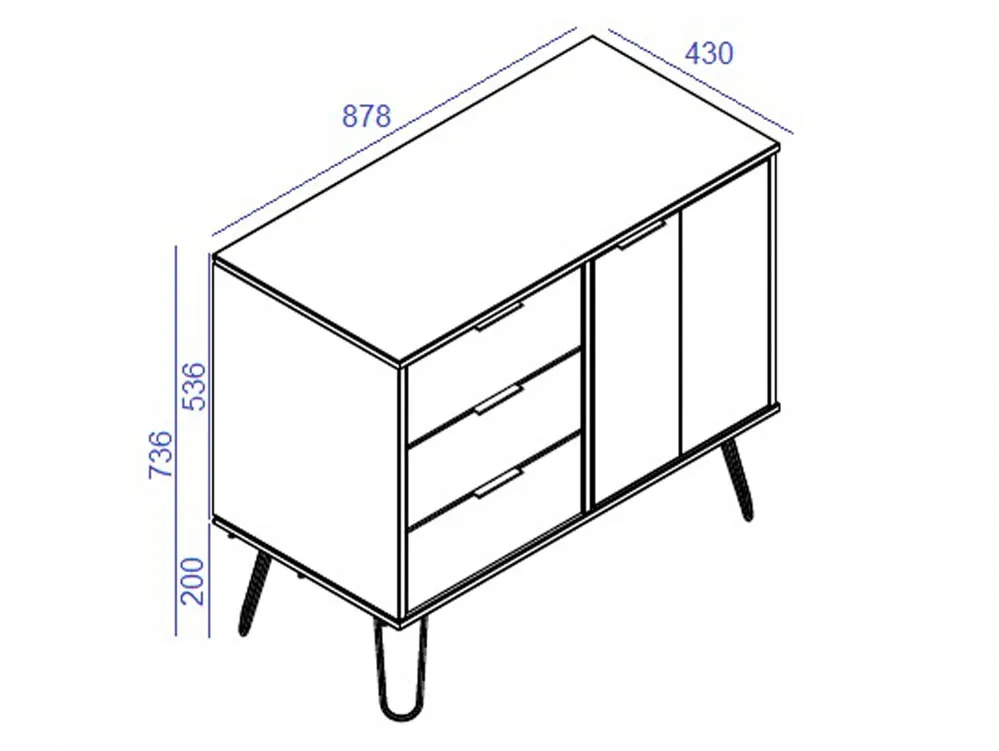 Core Products Core Augusta Driftwood and Calico 1 Door 3 Drawer Small Sideboard