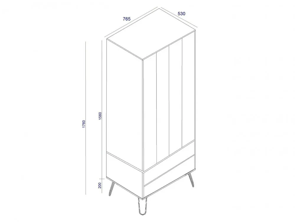 Core Products Core Augusta Driftwood and Calico 2 Door 2 Drawer Double Wardrobe