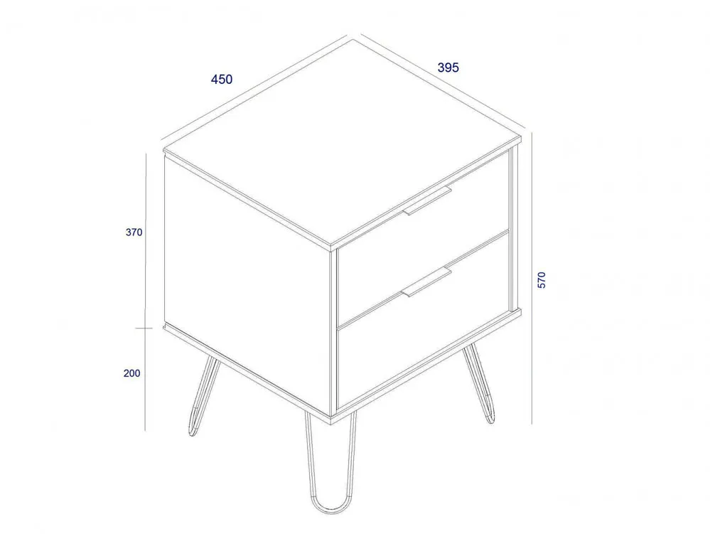 Core Products Core Augusta Driftwood and Calico 2 Drawer Bedside Table