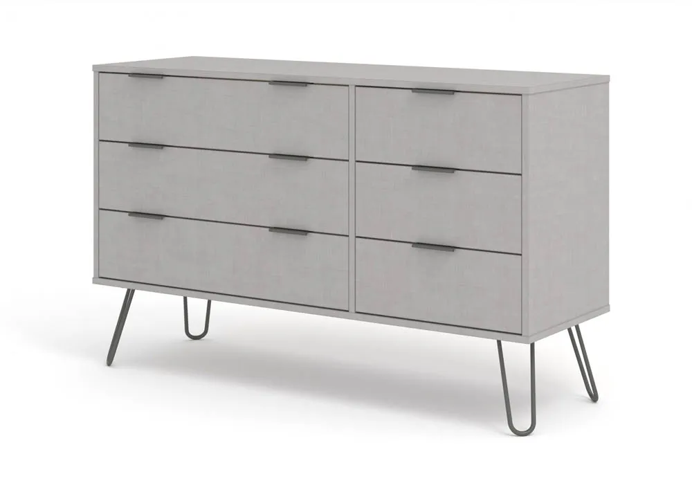 Core Products Core Augusta Grey 3+3 Drawer Wide Chest of Drawers