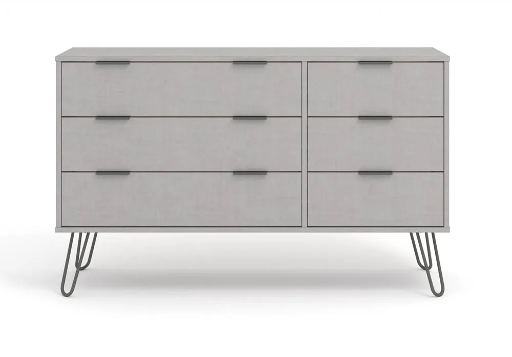 Core Products Core Augusta Grey 3+3 Drawer Wide Chest of Drawers