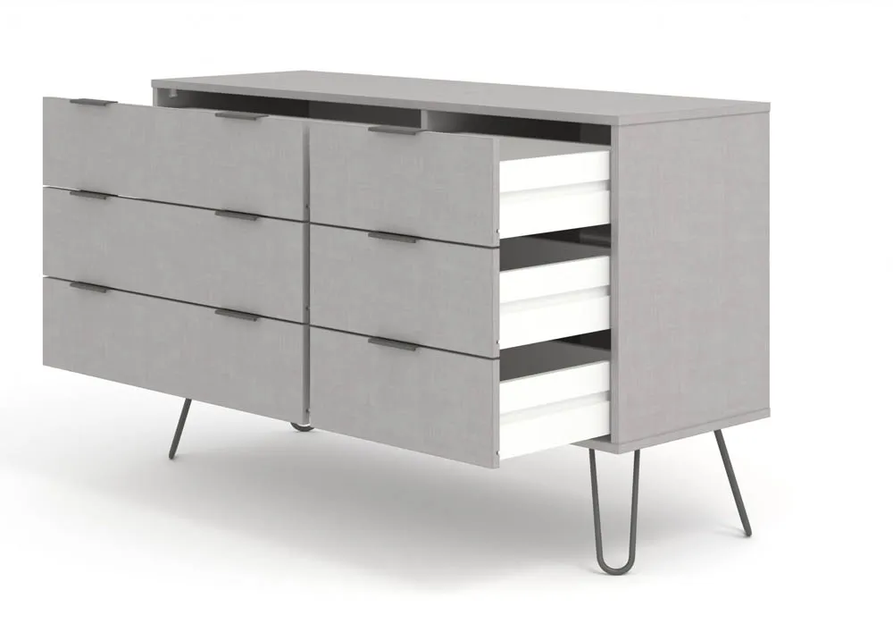 Core Products Core Augusta Grey 3+3 Drawer Wide Chest of Drawers