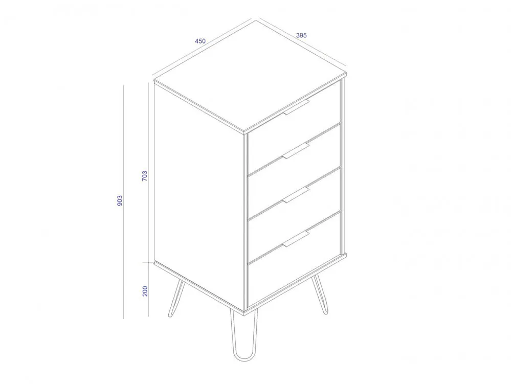 Core Products Core Augusta Grey 4 Drawer Narrow Chest of Drawers