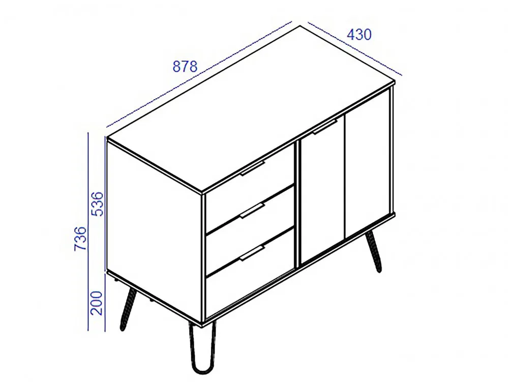 Core Products Core Augusta Grey Small Sideboard with 1 Door 3 Drawer