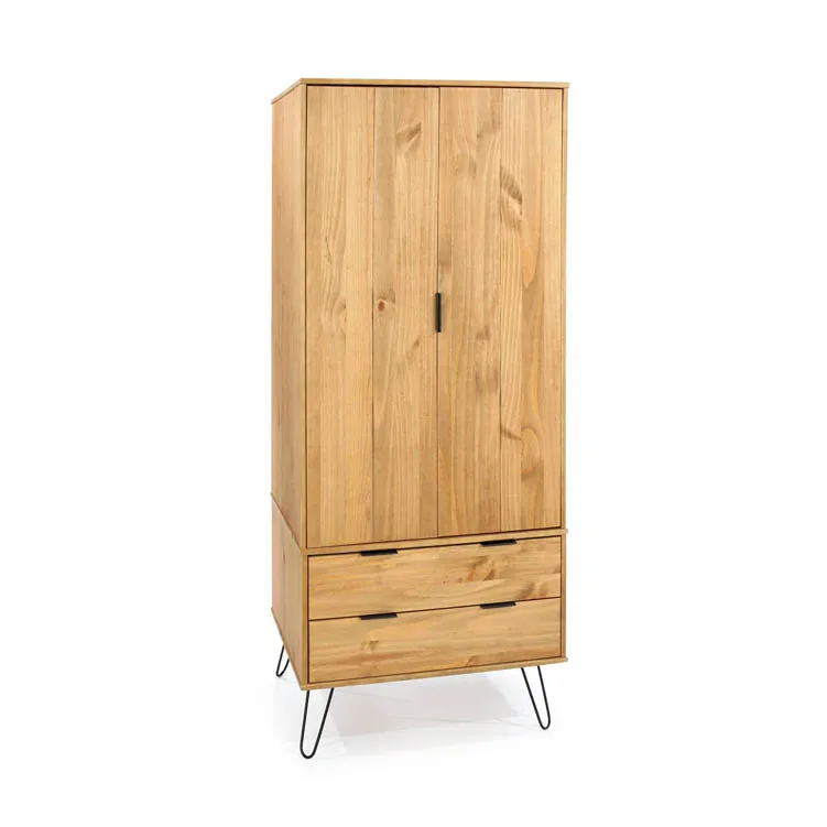 Core Products Core Augusta Waxed Pine 2 Door 2 Drawer Double Wardrobe