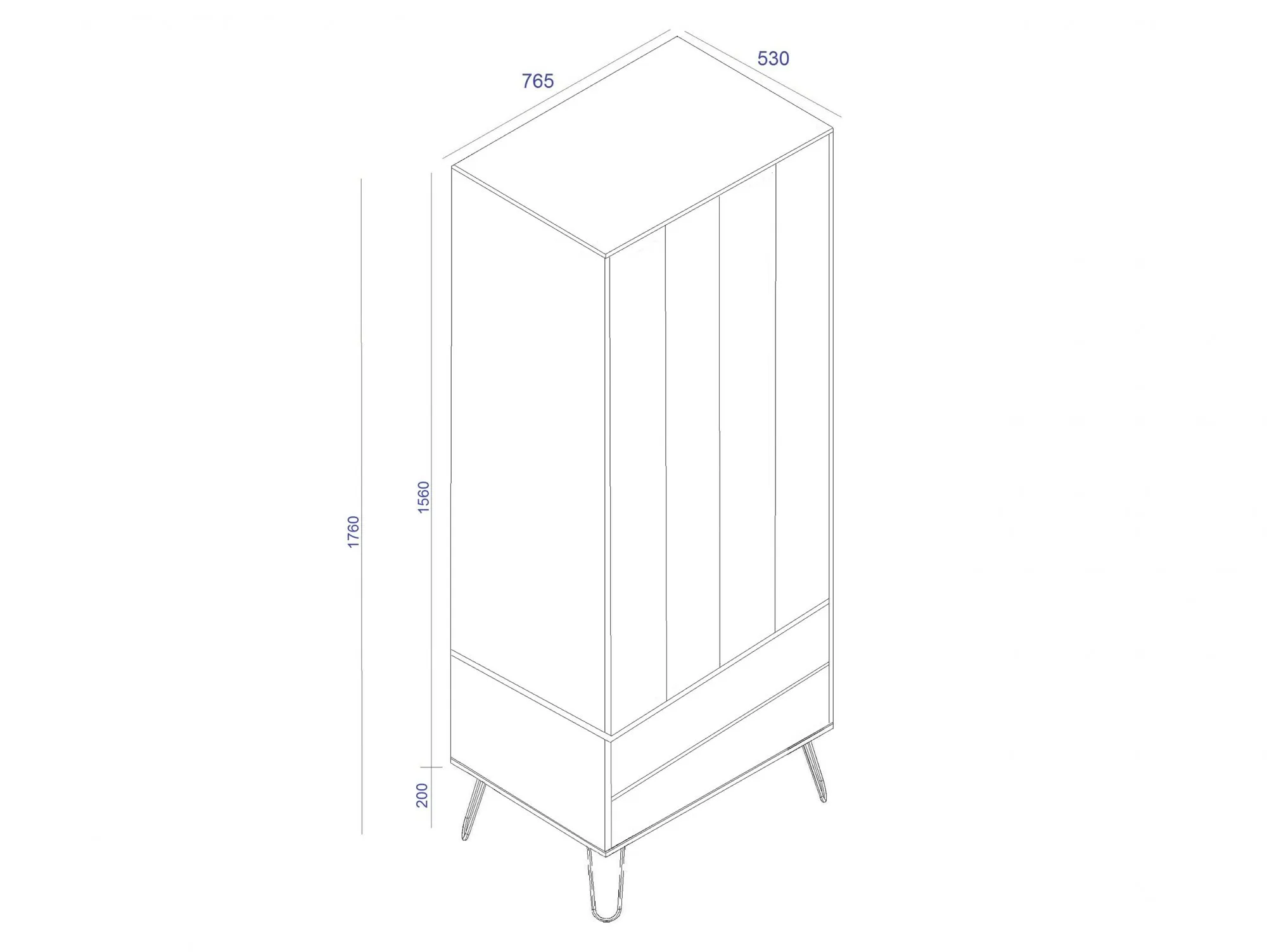 Core Products Core Augusta Waxed Pine 2 Door 2 Drawer Double Wardrobe