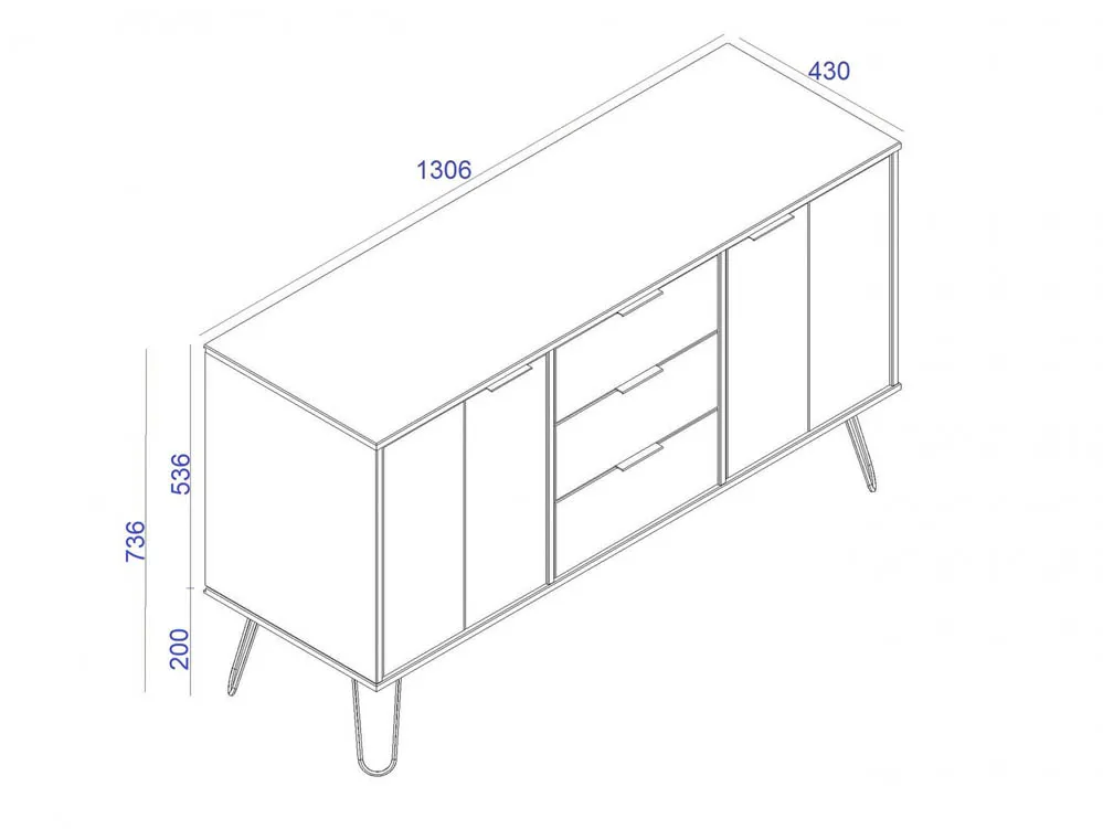 Core Products Core Augusta White Medium Sideboard with 2 Door 3 Drawer