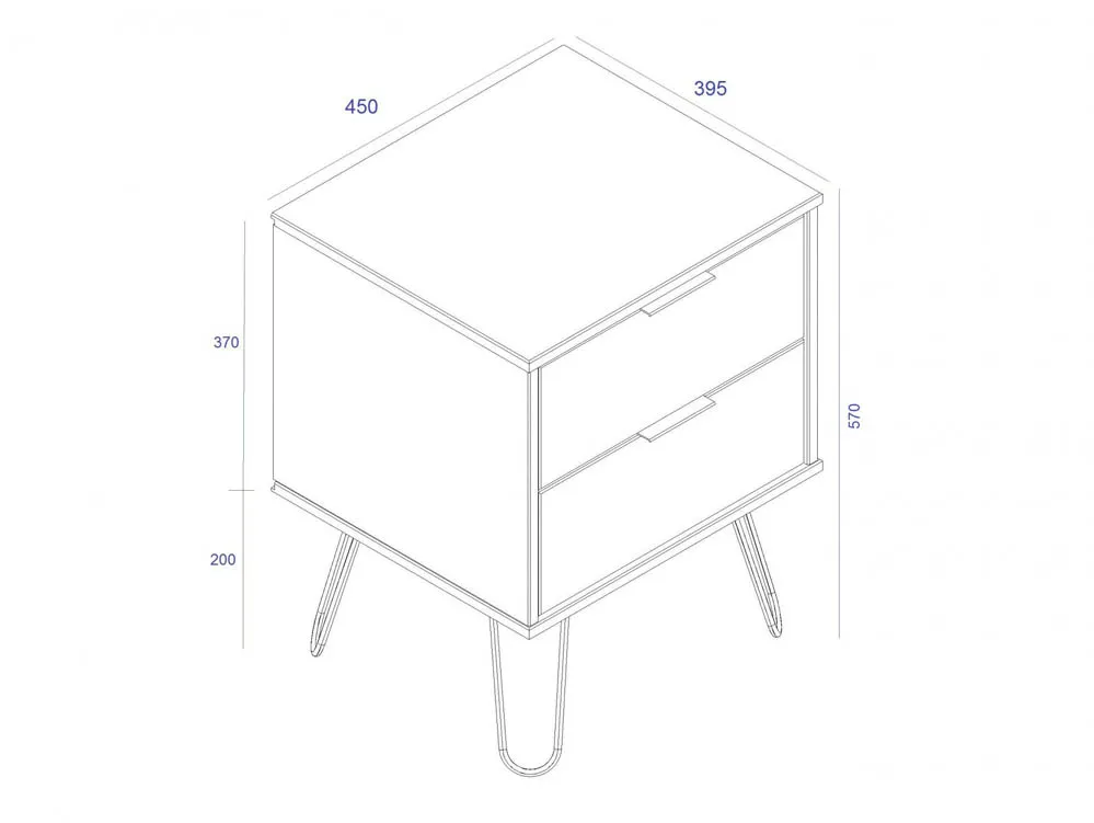 Core Products Core Augusta White 2 Drawer Bedside Table