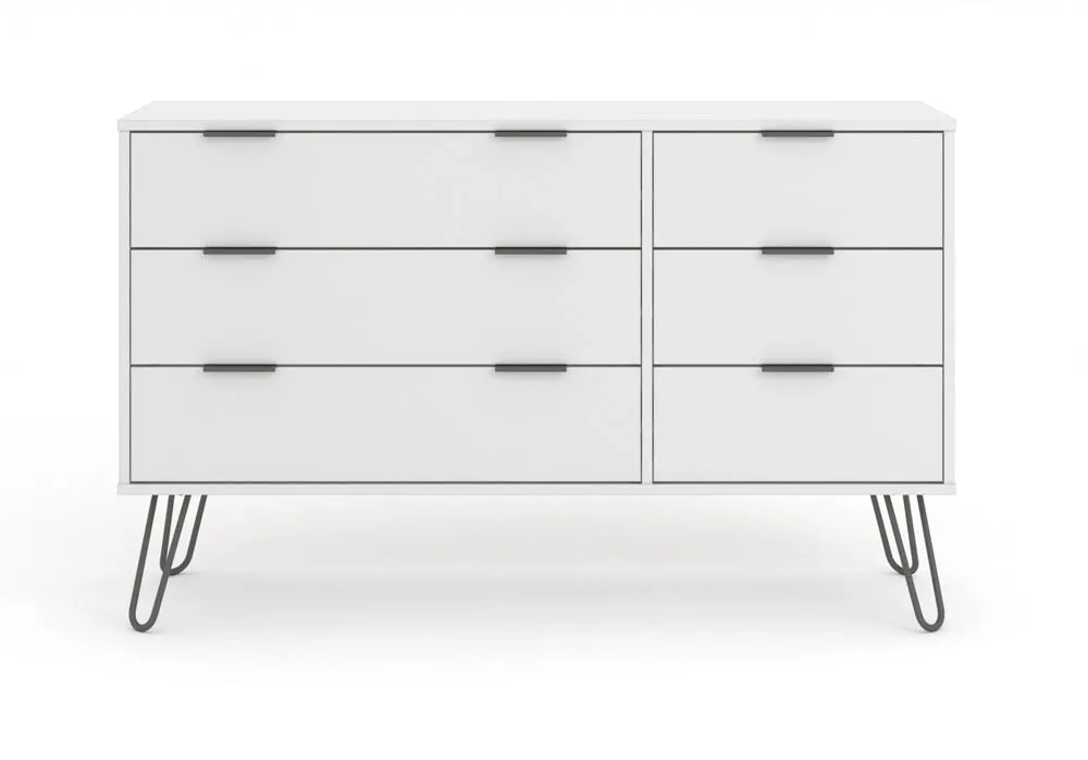 Core Products Core Augusta White 3+3 Drawer Wide Chest of Drawers